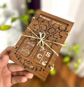 Invitación de Boda Personalizada con Diseño de Árbol y Temática Campestre - Product Image 3