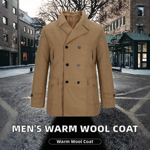 Pakistan Manufacturer <b>Men's</b> Winter <b>Pea</b> <b>Coat</b> Warm Windbreaker Street Style <b>Wool</b> Classic Fit Eco-Friendly Breathable Horn Button - Product Image 2