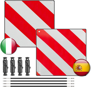 Panneau de signalisation routière réfléchissant personnalisé Espagne Italie Allemagne, arrière, 50 <span class=keywords><strong>x</strong></span> 50 cm, porte-vélo avec 4 câbles de tension, panneaux de sécurité - Product Image 1