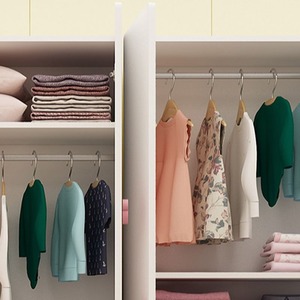 خزانة ملابس أطفال بيضاء مخصصة، منتج رائج، درج واحد، رفين، بابان، قضيب تعليق ملابس، مصنوعة من مادة MDF متينة للاستخدام في غرفة النوم - Product Image 6