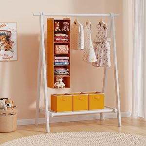 6-<b>Shelf</b> Hanging Closet Organizer 33x15x85cm Foldable Storage <b>Shelves</b> For Bedroom Clothing Organizer With 2 <b>Hooks</b> - Product Image 5