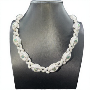 Cadenas Cubanas de Plata 925 Bañadas en Oro Rosa con Moissanita Redonda de 15mm de Ancho, Estilo Ojo, Joyería Hip Hop Personalizada, Certificadas - Product Image 1