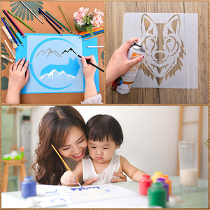 Grands Pochoirs pour <span class=keywords><strong>Peinture</strong></span> <span class=keywords><strong>sur</strong></span> <span class=keywords><strong>Bois</strong></span> Forêt Montagnes Motif Pin Gabarits Plastique Réutilisables - Product Image 5