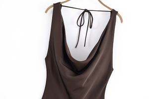 <span class=keywords><strong>Robe</strong></span> <span class=keywords><strong>de</strong></span> soirée élégante en satin uni à col bénitier, <span class=keywords><strong>dos</strong></span> nu, bretelles spaghetti, coupe midi trapèze, pour femme, idéale pour cocktail et soirée - Product Image 3