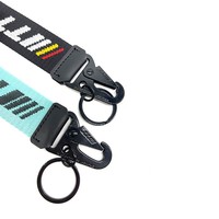 Dragonne courte personnalisée en jacquard avec logo de course, mousqueton en alliage robuste pour clés de voiture, moto et sac à dos