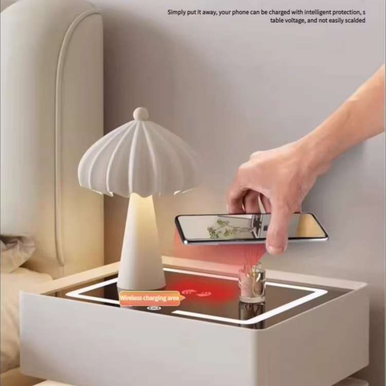 Smart Digital Lock Floating Nightstand – Modern Hanging Bedside Table with Wireless Charging for Contemporary Bedroom Furniture - View 2