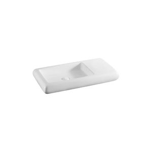 Lavabo da Appoggio Moderno e Tradizionale 80x42cm in Porcellana Effetto Pietra per Bagno, Hotel, Stile Rustico con Forme Ovali e Triangolari - Product Image 1