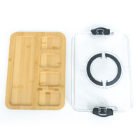 Planches à charcuterie écologiques en bambou et PET, sans danger pour les aliments, avec couvercle transparent à fermeture hermétique, plateau de service portable pour le camping