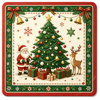 Tapete de Mahjong Navideño Ecológico Premium, Plegable, Lavable, Silenciador, Diseño a Cuadros Rojo/Verde con Motivo de Aloe, para Entretenimiento