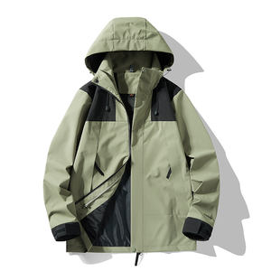 Chaqueta de Lona de Una Sola Capa para Primavera y Otoño, Impermeable, para Montañismo, con Bordado, Cortavientos, con Cremallera Desmontable - Product Image 3
