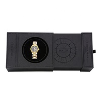 Boîte de rangement pour montres Seismo, dernier design, noire, avec ouverture automatique par levage et éjection