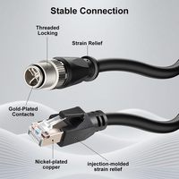 Câbles Alvin's - Câble Ethernet blindé pour caméra Cognex Sight séries 8200/8400, CCB-84901-2001-05, M12 8 positions X-Code RJ45, Chine