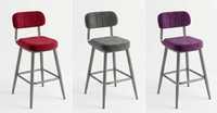 Tabouret de bar moderne en velours et similicuir, rembourré, très résistant, avec pieds en métal, pour cuisine, café, bar à domicile, salon, école