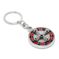 Roulette de casino personnalisable et rotative, porte-clés en métal émaillé de 40 mm, jeu de hasard, souvenir touristique, promotion en gros