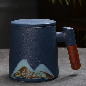 Mug en céramique avec poignée en bois imprimable avec logo, filtre à thé intégré, couleur personnalisée et motif de dessin animé pour les fêtes - Product Image 6