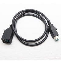 Kabel ekstensi USB laki-laki ke Perempuan bertenaga 12V 2m hitam dengan jaket PVC pelindung kepang untuk printer pemindai terminal POS IBM