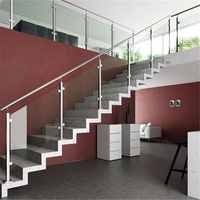 Balustrade d'escalier d'intérieur en métal, balustrade en verre pour escaliers avec meilleur prix