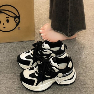 คอลเลคชั่นฤดูใบไม้ร่วง2025รองเท้ากีฬาลำลองสไตล์ใหม่ของผู้หญิงหนังใส่สบายตาข่ายประกบระบายอากาศเพิ่มความสูง - Product Image 5