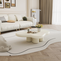 Ensemble de table basse pour maison moderne blanc crème ondulé en forme de nuage table centrale en bois de luxe mobilier design de salon