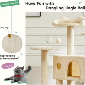 DUMOS Arbre à <span class=keywords><strong>chat</strong></span> d'intérieur de 54 pouces, multi-niveaux, <span class=keywords><strong>pour</strong></span> chats de grande taille, avec 2 niches, griffoirs, plateforme, petite échelle et jouets, capacité 30 lbs - Product Image 4