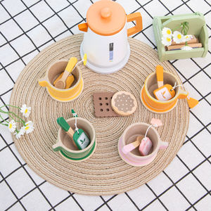 Juego de té de madera para varios jugadores, <span class=keywords><strong>tetera</strong></span>, juego de postres de té de la tarde, juego de té de cuatro colores para juegos de rol para niños - Product Image 3