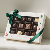 Rosa Weihnachtsschokoladen-Geschenkbox-Verpackung mit Bands chleife Luxus-Kunstpapier-starre Trüffel box mit Trennwänden und klarem PVC-Fenster