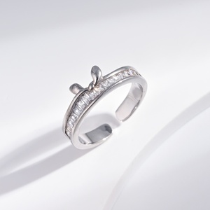wholesale plata 925 Sterling Silver Open finger <b>Ring</b> Baguette Cut <b>Crystal</b> Channel Setting Everyday Wear zircon wedding <b>rings</b> - Product Image 1