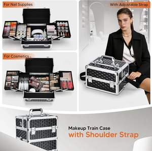 Maletín de Maquillaje Profesional <span class=keywords><strong>con</strong></span> Ruedas, Maletín de Maquillaje 3 en 1, Maletín de Cosmetología - Product Image 4