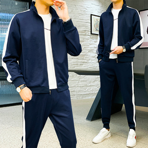 2025 ilkbahar ve sonbahar erkek rahat spor elbise ceket kuşak pantolon fermuar standı yaka uzun kollu pantolon spor elbise 2 takım - Product Image 4