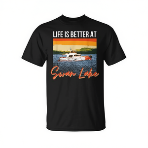 La vie est meilleure au bord du lac Swan Boating T-Shirt - Product Image 2