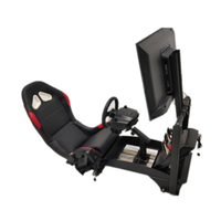 Cabina de simulador de carreras estilo F1 con asiento de cuero, soporte de TV, cabina de juegos de movimiento completo para PC, PS4, PS5, serie Xbox