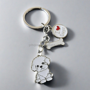 Karikatür hayvan Bichon Frise anahtarlık Metal emaye anahtarlık benzersiz köpek tasarım - Product Image 2