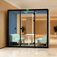Cabines de bureau modernes mobiles en acier pour plusieurs personnes, cabine de réunion professionnelle insonorisée, cabine de bureau modulaire avec éclairage LED pour