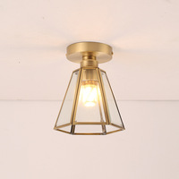 Lampe d'entrée vintage en verre de style français, lampe de couloir en cuivre, lampe de chevet de style mid-century, lampe créative d'inspiration nordique pour chambre à coucher