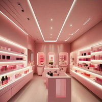 ONI Shopfitting Rak Display Toko Kecantikan Modern Berkualitas Tinggi, Transparan, Komersial, Dapat Disesuaikan, Tahan Lama, Dilengkapi Lampu LED, Berbahan Besi, Tahan Air