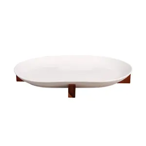 Design moderno di ceramica serveware che serve piatti spuntino antipasto che serve piatti con legno sottopentola - Product Image 1