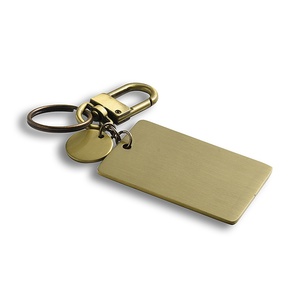 Top Selling Rectangular Charm Debossed Logo Antique Brass Metal <b>Keychain</b> - Product Image 6
