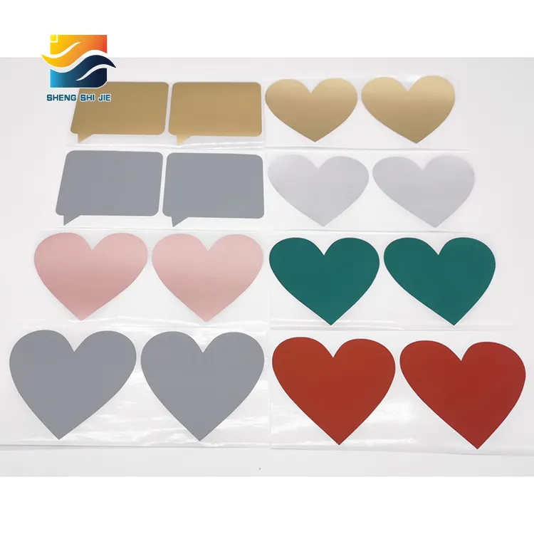 Scratch Off Sticker Sweat-heart Size:80mm*70mm Colour: Gold, Red, Rose Gold, Gray Green