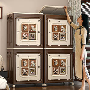 Clothing Organizer Storage Box Large Capacity Flip Top Vintage Style Foldable Rectangle Milk Coffee Color Standing Type - Product Image 1