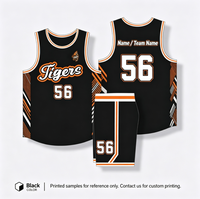 Ensemble de maillots personnalisés Elite noir et orange, impression 3D par sublimation professionnelle, vêtements d'équipe en mesh, OEM/ODM