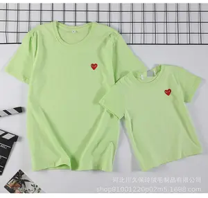 Camiseta 2022 de algodón de manga corta para padres e hijos, camiseta de amor para parejas