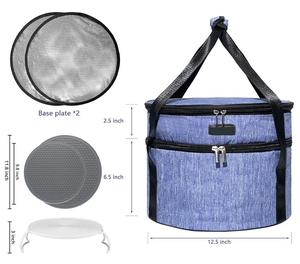 Bolsa Térmica Redonda Oxford para Pizza, Bandeja Aislada para Tartas, Porta Tartas de Dos Niveles para Picnics, Campamentos y Fiestas - Product Image 6