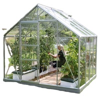 Kits de serres de jardin modernes en aluminium argenté avec cadre thermolaqué, faciles à assembler