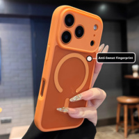 Coque Magnétique Tendance Couleurs Chaudes pour iPhone 18 17 16 Pro Max, Plaque Arrière Mate Translucide Givrée, Housse de Protection Antichoc