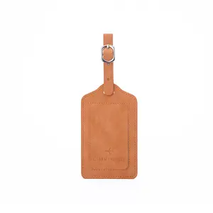Étiquettes de bagages personnalisées en cuir véritable pu orange, cadeaux de promotion 2023, étiquettes de bagages personnalisées gravées au laser
