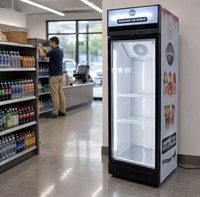 Réfrigérateur commercial vertical pour bières avec porte vitrée simple, système de refroidissement par air, refroidisseur de boissons