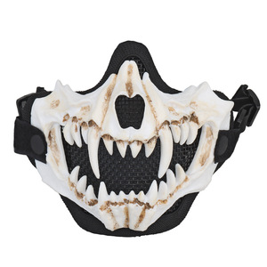 Máscara de Halloween con Colmillos, Máscara de Calavera de Media Cara, Correa Ajustable, Accesorios de Caza, Accesorios de Terror para Halloween - Product Image 6