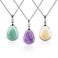 Collier ras du cou en quartz rose naturel en forme de goutte d'eau, pierre de guérison en cristal, collier de mode en cornaline pour cadeau DIY - Vente en gros