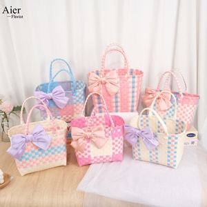 <span class=keywords><strong>Cesta</strong></span> de Arreglos Florales Aierflorist, <span class=keywords><strong>Cesta</strong></span> Tejida con Lazo Grande de Dibujos Animados en Color Contrastante, Caja de Regalo, <span class=keywords><strong>Cesta</strong></span> para Arreglos Florales - Product Image 3