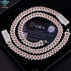 Fashion Jewelry <b>Iced</b> <b>Out</b> Moissanite Diamond 8mm 10mm 12mm Width 925 Solid Silver <b>Cuban</b> <b>Link</b> <b>Chain</b> for Men Necklace - Product Image 1